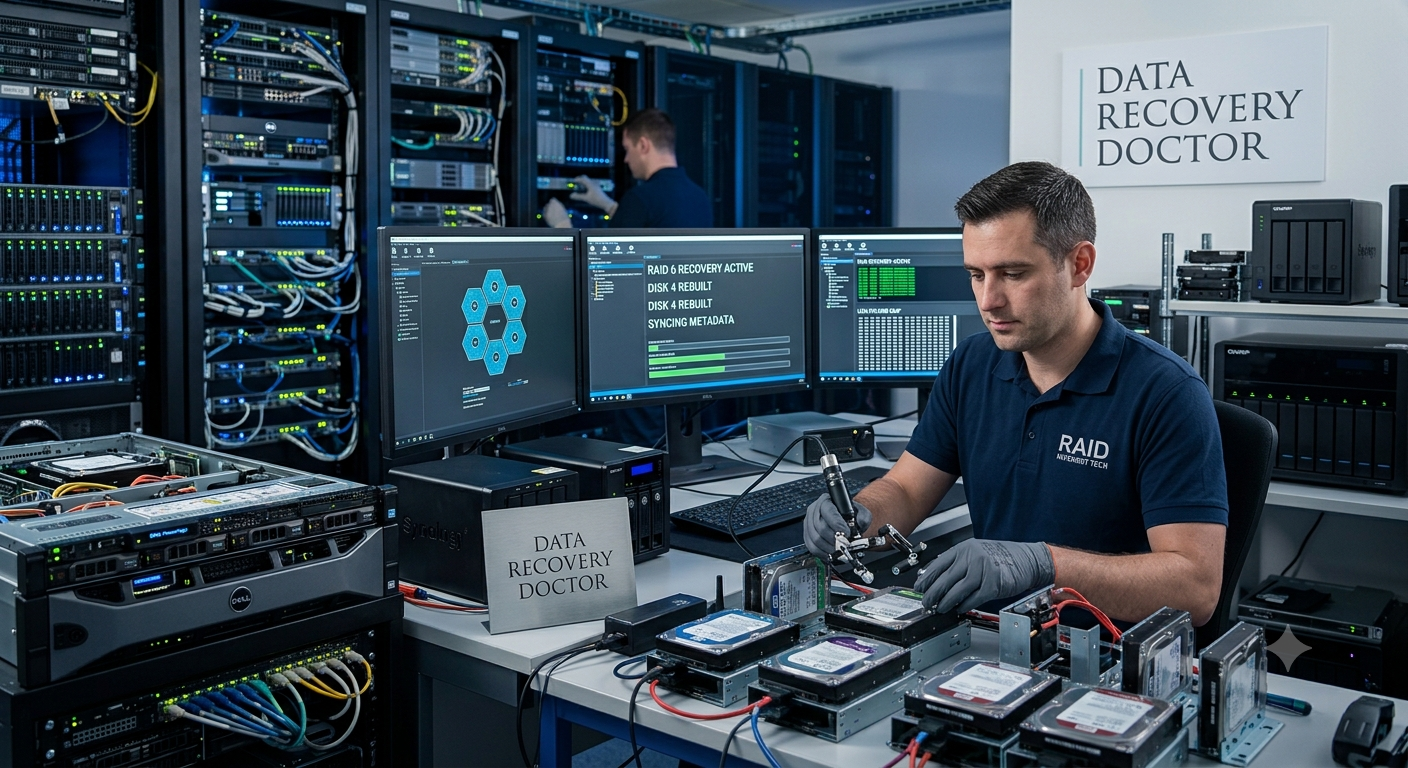 Opened hard drive in clean-room lab
